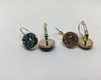 Small Earrings/Druzy Earrings/Chunky Duzy/Leverback Earrings