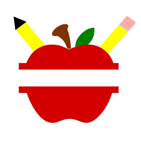 Download SVG Split Apple with Pencils DXF Back to School Back