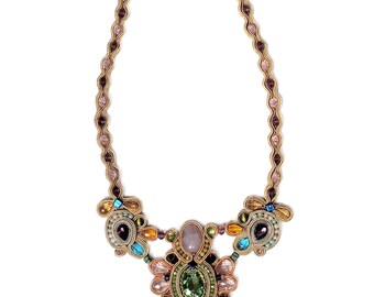 Soutache necklace - Statement jewelry - Glamour necklace - Pastel colors - Fashion jewelry - Soutache jewelry - Big bold necklace