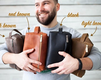 Leather Toiletry Bag Travel Shaving Dopp Kit Groomsmen Gift Mens Gift Personalized Gifts for him Gift for men Boyfriend Gift Custom Gifts