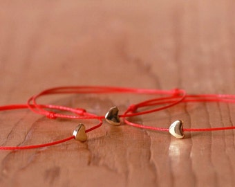 Red string bracelet, Heart bracelet, Kabbalah bracelet, Golden Heart bracelet, Amulet bracelet, Protection bracelet,Love Friendship Bracelet