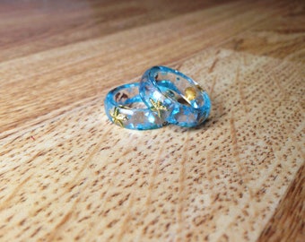 Blue Ocean Resin Ring, Starfish Ring, Shell Ring, Beach Ring, Dolphin Ring, Seahorse Ring, Blue Ring, Mermaid Ring, Resin Jewelry, Sea Ring