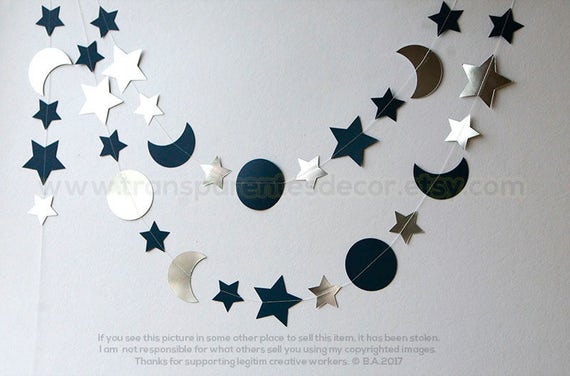 Silver And Blue Moon Stars Garland I Love You To The Silver And Blue Moon Stars Garland I Love You To The