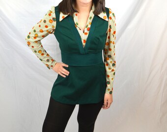 Vintage 1970s 70s Marcia Brady Polyester Fun Mini Dress