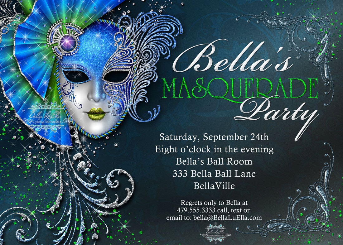 Masquerade Invitation Mardi Gras Party Party Invitations