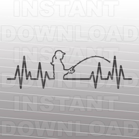 Download Woman Fishing Heartbeat SVG FileGirl Fishing SVG File