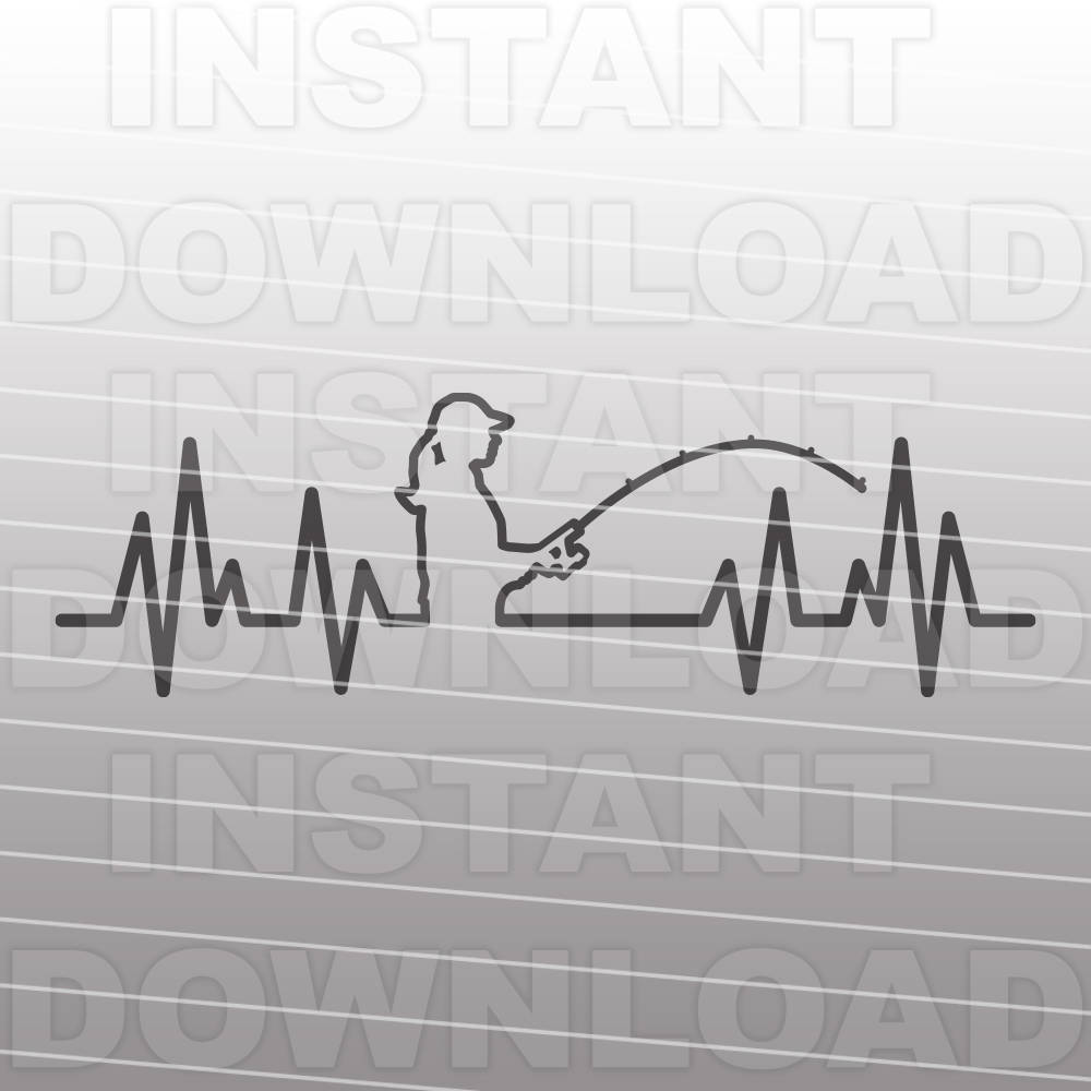 Download Woman Fishing Heartbeat SVG FileGirl Fishing SVG File