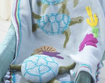 Turtle Afghan & Pillow Toy Pattern Crochet Pattern PDF