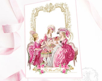 Marie Antoinette printable, for invitations, cards, tea party, Let them eat cake, instant digital download, personal, commercial use