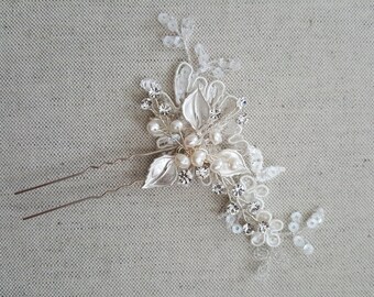 Wedding Hair Pins, Rose Gold Bridal Hair Pins, Lace Wedding Hair Pins