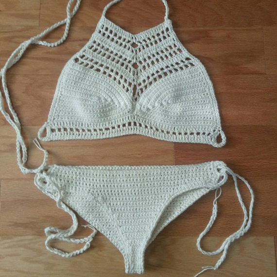 Crochet bikini offwhite Cheeky Bikini Bottom crochet