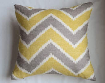 Contemporary Chevron Pillow Cover In Yellow and Grey