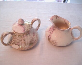 Sascha Brastoff Signed Creamer and Sugar Set Surf Ballet Pattern