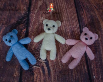 Felted teddy bear newborn photography prop