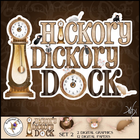 Hickory Dickory Dock Set 2 12 Digital Papers 2 Clipart