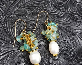 Teal and Gold Earrings