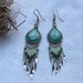 Stainless Steel Peruvian Turquoise Green Silk Thread Beaded Chandelier pierced Earrings
