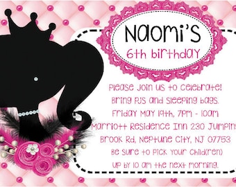 barbie silhouette invitation birthday invitation heavy cardstock or digital