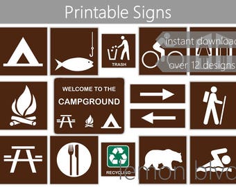 Campground Signs | Camping Party Printables | Instant Digital Download | Camping Party Pack | Camping Party Decorations | Camping Signs