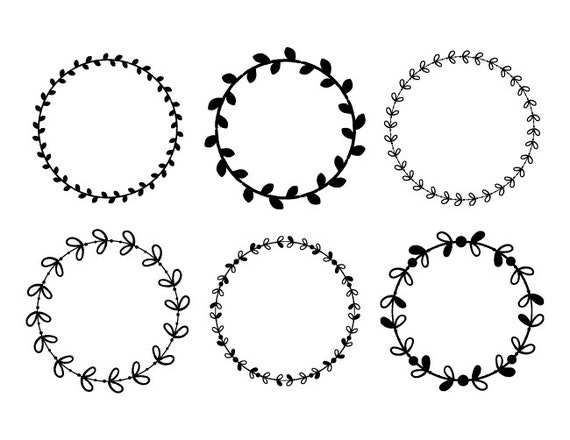 Download Plant Leaf Wreath Clip Art Set Circle Garland Frame Drawn