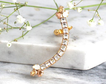 Climbing Earrings, Bridal Ear climbing Earrings, Swarovski Ear Crawlers, Swarovski Earrings, Bridal Trendy Earrings, Ear Cuff Earrings