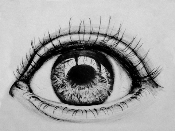 Items similar to Eye Drawing Print, Eye Sketch, Eye Close Up, Pencil ...