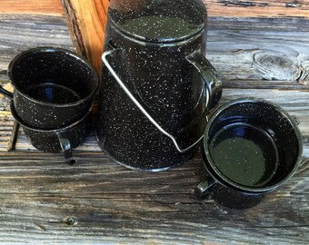 Speckled Camping Gear, Housewares, Vintage Camping, camping gear, camping accessories, camp stove, camping ware, Blue enamelware, coffee