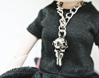 Blythe Accessory , Crow skull Necklace , Raven Skull Necklace