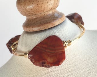 Agate Wire Wrapped Bangle, Wire Wrapped Bangle, Wire Bangle, Wire Wrapped Bracelet, Wire Wrap Bracelet, Gemstone Bangle