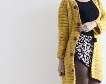 Mustard Crochet Kimono Jacket for Women PDF in English
