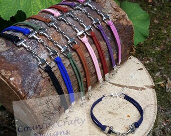 Snaffle Bit Bracelet, Suede Cord, Silver Plated, perfect Equestrian gift free uk delivery