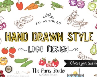 Custom Logo Design Food Logo Restaurant Logo Branding Hand Drawn Fruits Veggie Logo Boutique Floral Logo Website Logo Blog Logo Branding