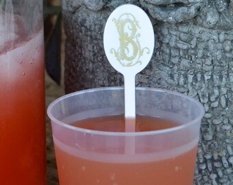 Personalized Initial Plastic Stir Sticks, Wedding Swizzle Sticks, Custom Printed Drink Stirrers, Monogrammed Stir Sticks, Bridal Shower