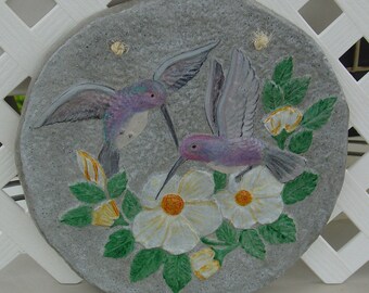 Hummingbird - Cement Plaque - Indoor Outdoor Decoration - Free Shipping