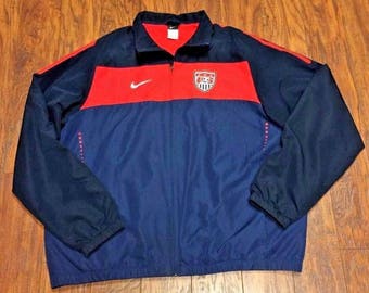 Vintage Retro RARE Nike US Soccer Windbreaker Warm Up Football Training Track Jacket 2XL