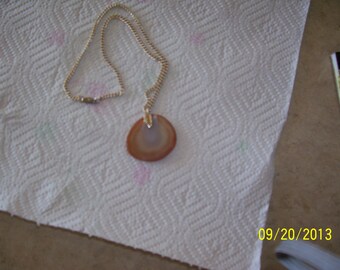 Brownish Stone necklace, 17" long on chain