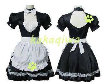 Anime Cosplay Costume Lolita Women Cute Black and White Maid Outfit Girl Dress Maid uniform Halloween Costume