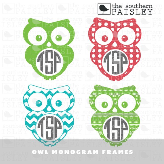 Download Owl Monogram Frames .svg/.eps/.dxf/.ai for Silhouette