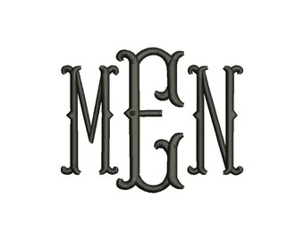 SALE!! Fishtail Monogram Font Machine Embroidery Monogram Alphabet Designs 7 Size Bx Embroidery Fonts - INSTANT DOWNLOAD