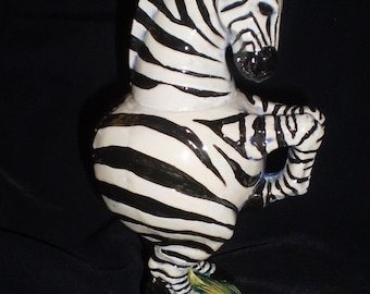 Porcelain Zebra Figurine Art Pottery Miniature Statue- Limited Edition
