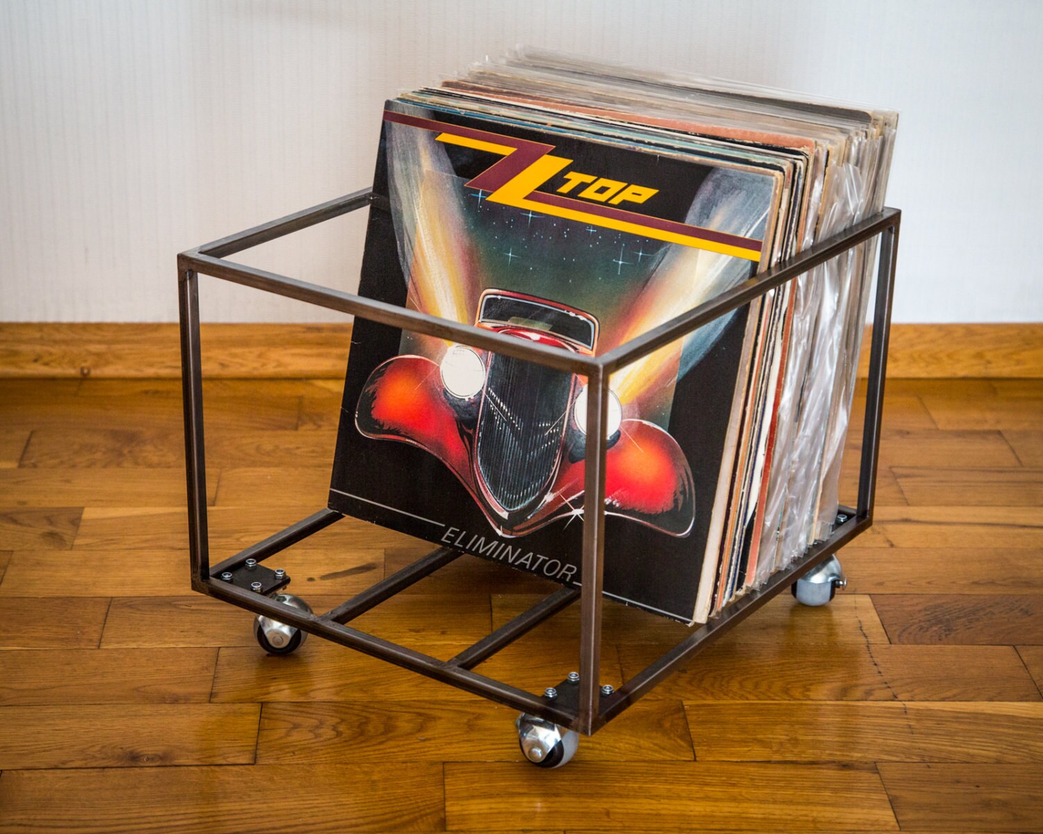 12 Vinyl LP record storage metal crate // minimalistic