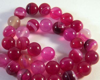 5 2 agate beads 10 mm shades - purple AG8