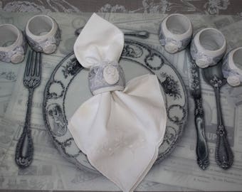 Set of 6 napkin rings shabby chic