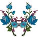 Pair of Flower Embroidered Patches Iron Sew On Floral Patch Craft Applique Motif