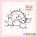 Snowball Penguin Digital Stamp for Card Making, Paper Crafts, Scrapbooking, Hand Embroidery, Invitations, Stickers, Coloring Pages