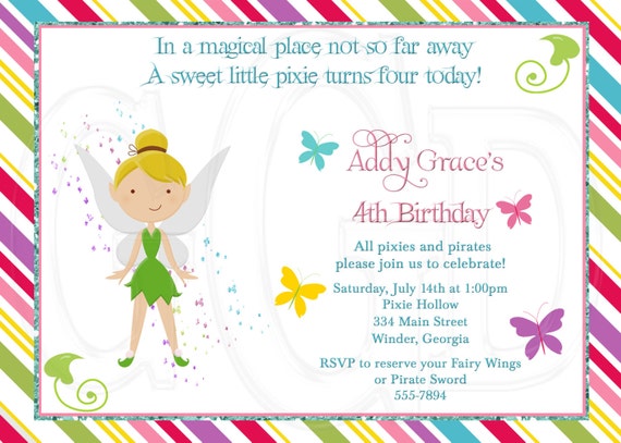 Tinkerbell Invitation Inspired Digital File Printable