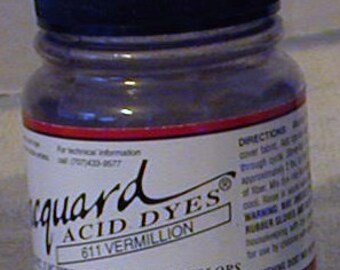 Vermillion 611 Jacquard Acid Dye for Wool, Silk, Feathers, Nylon, any protein (animal) fiber. Add vinegar and heat to powder .