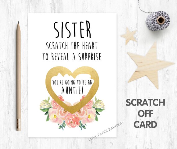 auntie reveal card pregnancy reveal, pregnancy announcement, pregnancy scratch card, i'm pregnant scratch card, you're going to be an auntie
