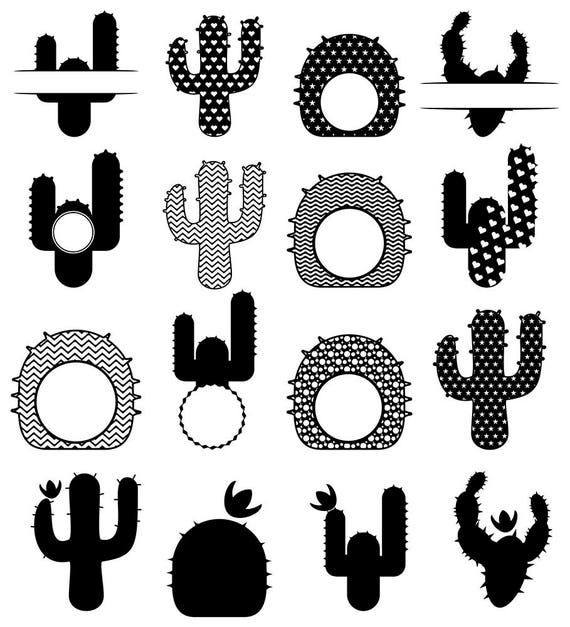 Download CACTUS SVG Cut Files, Monogram Frames, 12 Clip Art Frames ...