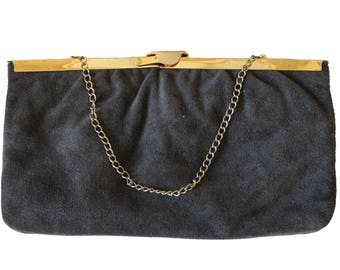 Vintage Gray Suede Clutch Purse